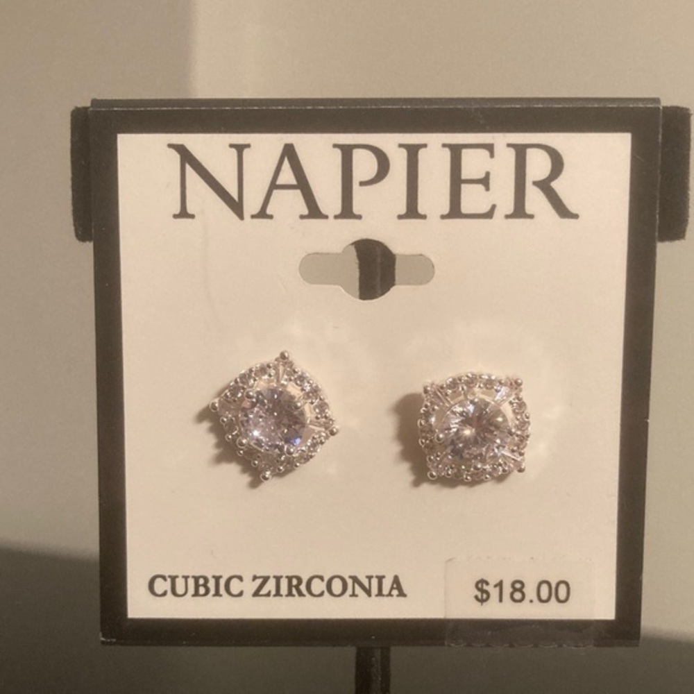 Napier Silver Cubic Zirconia Stud Earrings